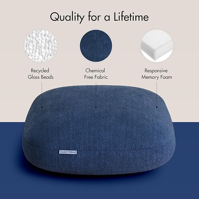 Quiet Mind Weighted Pillow for Adults 6 Lbs - Get Better Sleep - Sustainably Made and Chemical Free - Machine Washable (Small, Blueberry)