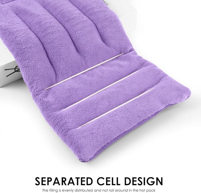 Microwave Heating Pad for Pain Relief, 8 x 18 Microwavable Moist Heat Pads for Neck, Shoulder, Back, Knee, Period Cramps, Rice Heat Pack Hot & Cold Compress Reusable & Portable, Purple