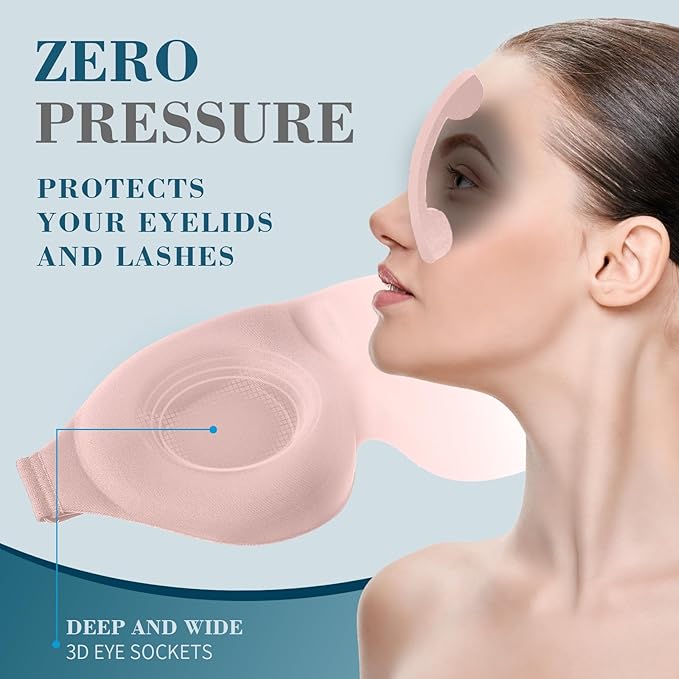 ZGGCD Sleep Mask for Side Sleeper, Light Blocking Sleeping Eye Mask for Women Men, 3D Contoured Cup Night Blindfold, Luxury Eye Cover Eyeshade with Adjustable Strap for Travel, Nap, Pink