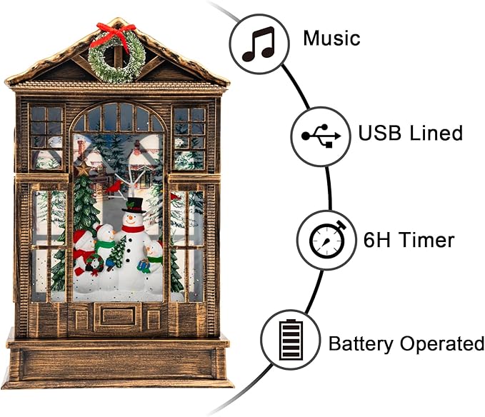 Christmas Snow Globe Swirling Glittering Snowman Choir Manger Scene, USB Lined/Battery Operated Lighted Snowman Carolers Musical Water Lantern for Christmas Festival Decoration Gifts