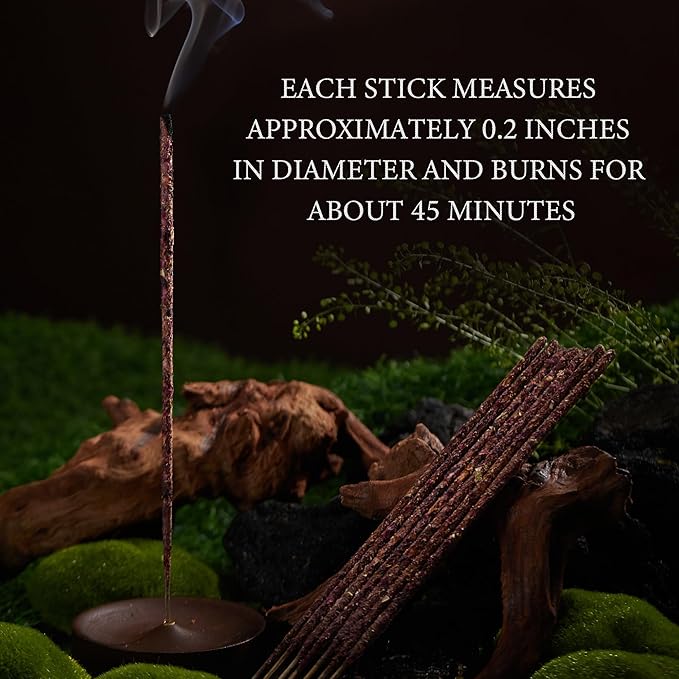 Rose Incense Sticks – Natural Incense Sticks for Meditation, Spiritual Use and Stress Relief Gifts, Handmade for Air Purification