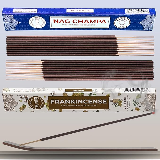 Trumiri Incense Sticks - Combo Pack of 35 Insence-Sticks - 15 Nag Champa + 20 Frankincense - Insenses - Insents - Incents - Inscense - Incence - Incienso - All Natural Incense Sticks