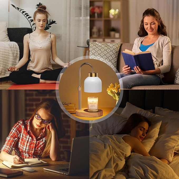 Candle Warmer Lamp with Dimmer Adjustable Height, 2/4/8H Timer,Vintage Home Decor for Scented Jar