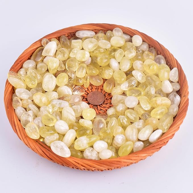 Polished Citrine Crystals Quartz - 72 Pcs, 0.5" 10 oz Handpicked Tumbled Gemstones Rocks Jasper, Pebbles for Reiki, Chakra, Healing and Decoration