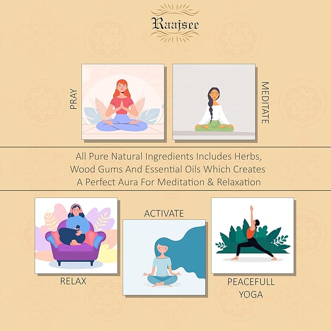 Raajsee Jasmine Flower Natural Incense Sticks 100 Gm Pack-100% Pure Organic Natural Hand Rolled Free from Chemicals-Perfect for Church,Aroma Therapy,Relaxation,Meditation,Positivity,Healing 100gm Pack