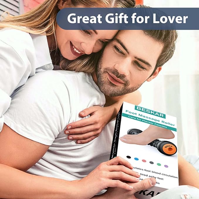BESKAR Foot Massage Roller for Plantar Fasciitis Relief, Portable Reflexology Tool Pressure Point Massage Rollers, Deep Tissue Massages for Relieving Feet Arch Heel Pain, Myofascial Pain Syndrome