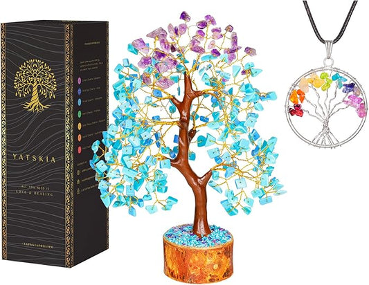 YATSKIA Amethyst and Turquoise Crystal Tree of Life - Crystal Decor - Spiritual Gifts - Crystals Gifts for Women - Gemstones and Crystals