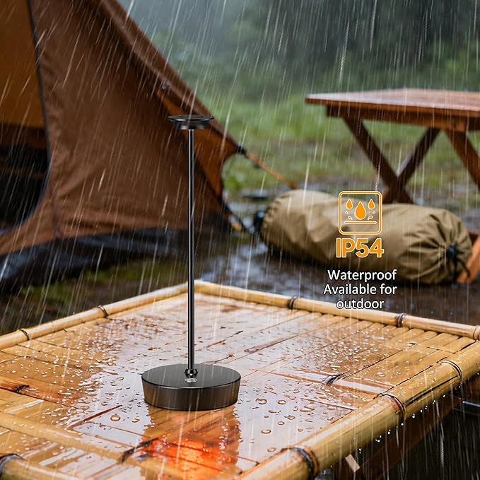 YHT Cordless LED Table Lamp Set of 2, Outdoor Portable LED Table Lamp, Dimming 6000mAh Battery Waterproof Table Light for Restaurant, Patio, Dinner, Bedroom (2Pack Black)