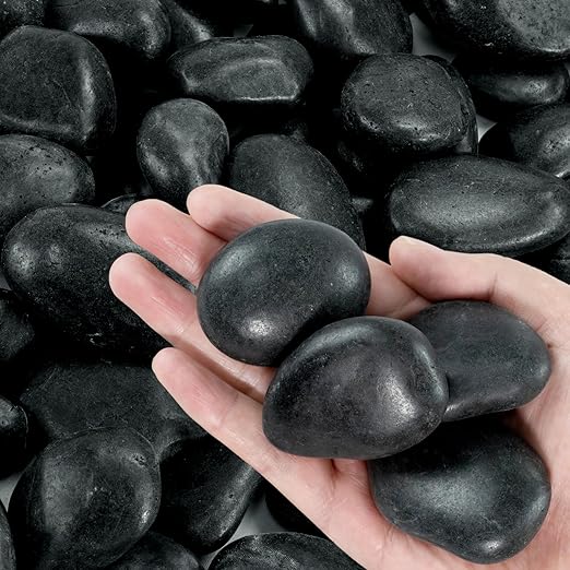 2-3 Inch Large River Rocks for Landscaping, 40lbs Big Black Pebbles, Hand-Picked Premium Stones for Garden, Fish Tank, Flower Pots, Pathways and Backyard