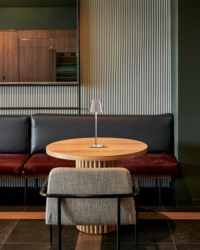 KDG 2 Pack Cordless Table Lamp,Portable LED Desk Lamp, 4000mAh Battery Operated, 3 Color Stepless Dimming Up, for Restaurant/Bedroom/Bars/Outdoor Party/Camping/Coffee Shop Night Light(Brushed Nickel)