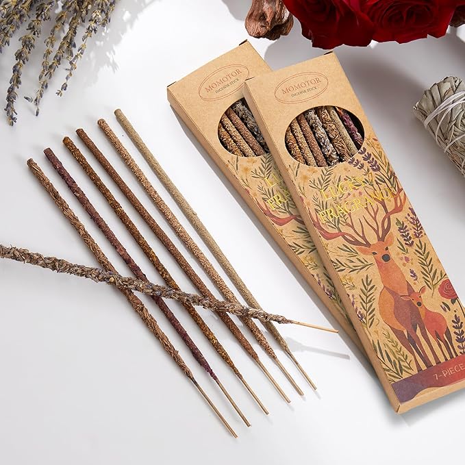 Incense Sticks – 28 Natural Sticks with 7 Scents: Palo Santo, White Sage, Lavender, Rose, Sandalwood, Agarwood & Osmanthus – for Meditation, Spiritual Use & Stress Relief Gifts