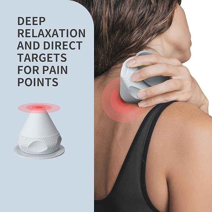 Mountable Self-Massage Ball Handfree with Suction Cup,Deep Tissue Back Sore Muscle Knot Massager,Myofascial Release,Manual Massage Balls, Foot Plantar Fasciitis, Back Stress Relief - Gray