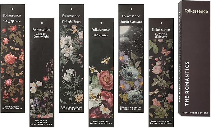 Folkulture Incense Sticks for Home | Set of 6 (120 Non Toxic Sticks) with 45 Mins Burn Time | Honey Nectar, Sweet Pea, Mangolia, Rose Incenses, Oud Inscents | Organic Incents for Relaxation
