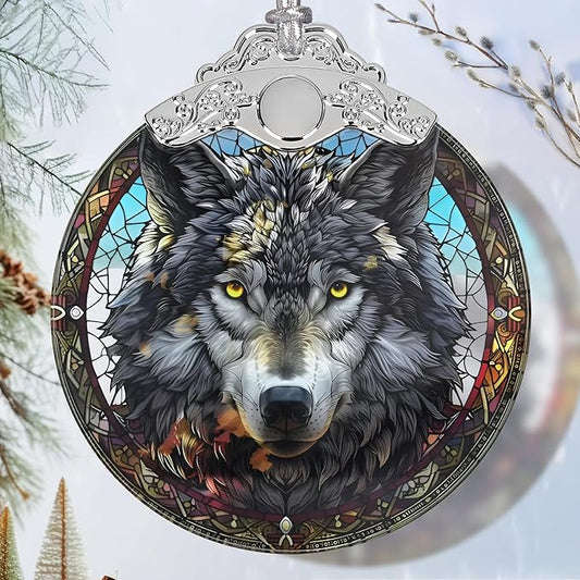 Gray Wolf Stained Glass Orament - Christmas Ornament - Christmas Decorations for Tree - Holiday Present ldeas - Gift Exchange