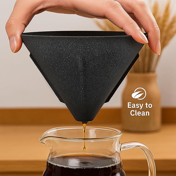 Ceramic Stone Material One-piece Baked Non-porous Tea Strainer - Loose Tea Straining Stepper - Coffee Precision Filter - Good Companion for Teapots (L)