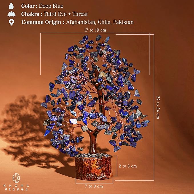 Crystal Tree of Life Lapis Lazuli Healing Crystal Trees for Home & Office Decor, Handmade Crystal Money Bonsai Trees for Positive Energy, Good Luck, Christmas Decor, Birthday Gifts for Women, Mom