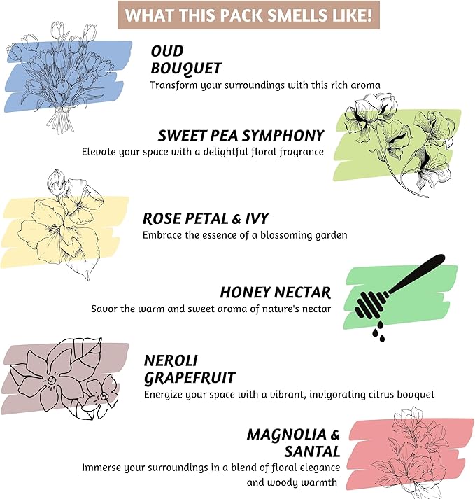 Folkulture Incense Sticks for Home | Set of 6 (120 Non Toxic Sticks) with 45 Mins Burn Time | Honey Nectar, Sweet Pea, Mangolia, Rose Incenses, Oud Inscents | Organic Incents for Relaxation