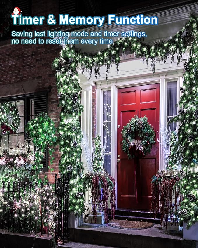 Cool White Christmas Lights Outdoor Total 710FT 1800 LED, 2 Packs 900 LED String Waterproof, Timer & Memory, 8 Modes Dimmable Plug in Fairy for Outside Tree Holiday Party Wedding Decor