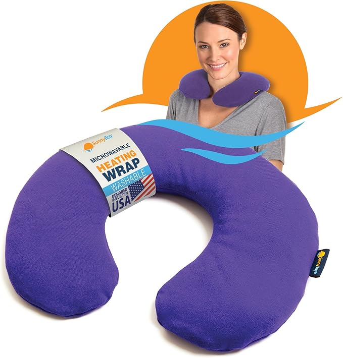SunnyBay Microwave Heating Pad, Microwavable Heated Neck Pillow for Moist Hot Therapy, Heated Neck and Shoulder Wrap with Wheat Filling and Washable Cover, Purple, 2.5 lbs,12"x2"x2"
