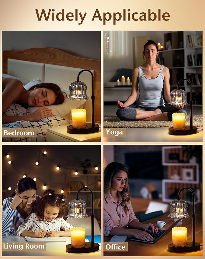 Flower Candle Warmer Lamp with Timer - Lotus Light Electric Wickless Warming Height Adjustable Dimmable No Flame Heat Warm Melt Wax Scented Floral Table Lights Elegant Tulip Modern Home Decor