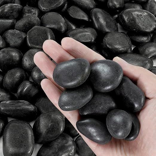 1-2 Inch Black Pebbles for Plants, 10 lbs River Rocks Decorative Black Stones, Ideal for Fish Tank, Vases, Crafting, Home Decor and Garden Landscaping Rocks