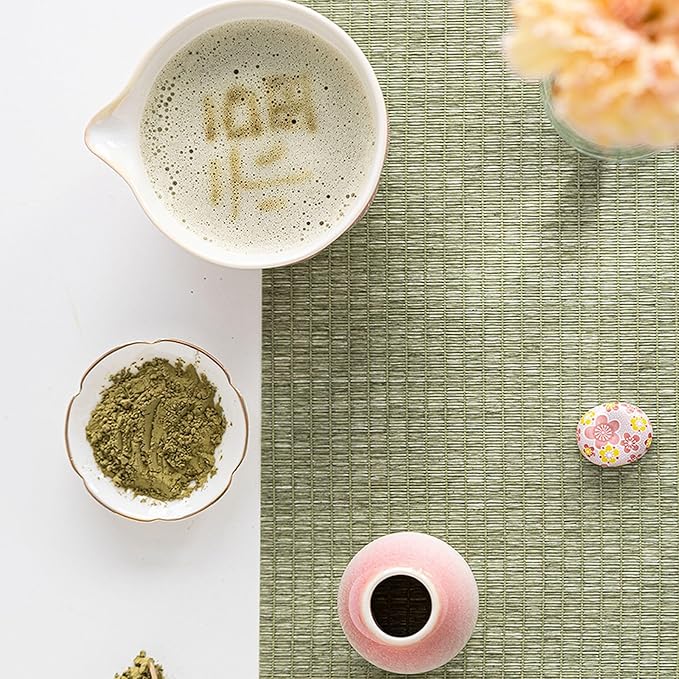 Ceramic Matcha Whisk Set, Complete Matcha Set-8PCS for Ceremonial Grade Matcha, Tea Gifts for Tea Lovers for Christmas, Birthday, Halloween (Cherry Blossom Pink)