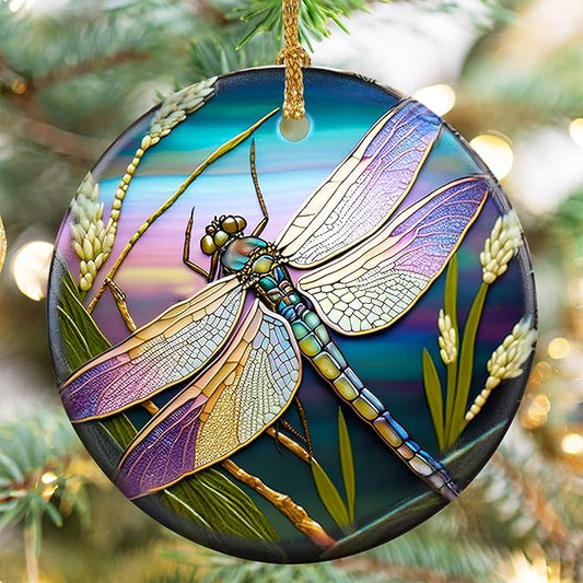 Touber Dragonfly Hanging Ornament - Christmas Tree Decor for Dragonfly Lovers - Pattern C