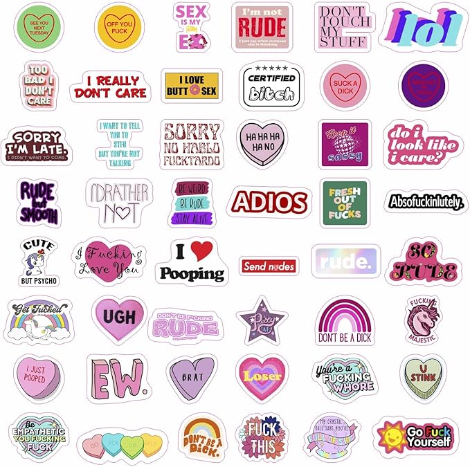 BulbaCraft 100Pcs Funny Rude Stickers for Adults, Crude Humor Stickers - Rude Gifts for Women, Gifts for Women & Men