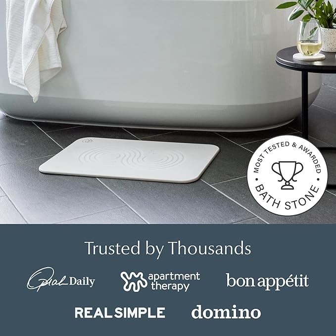 Dorai Home Bath Stone Mat 23.6"x15.4" – Quick-Dry, Non-Slip Diatomite Stone Bath Mat for Bathroom, Zen Sandstone