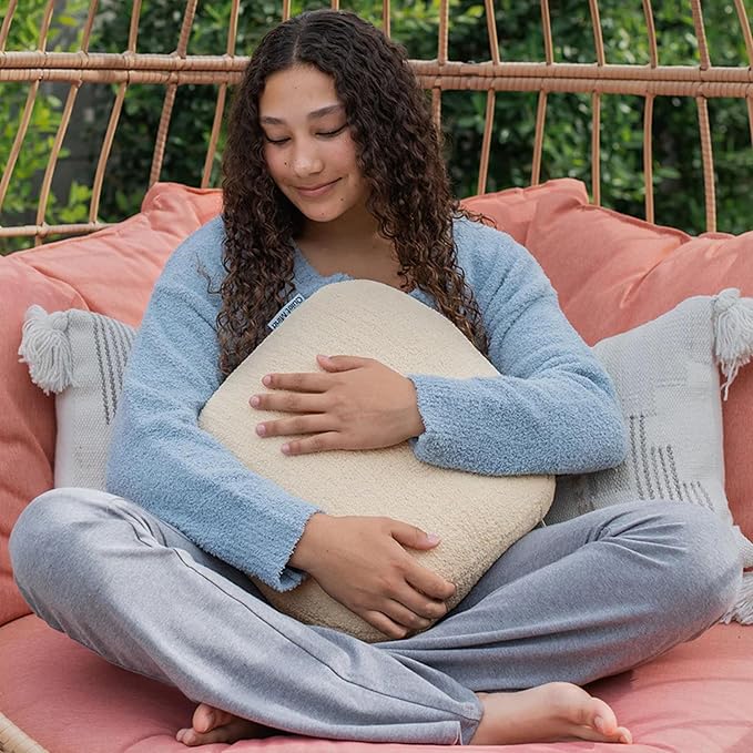 Quiet Mind Weighted Pillow for Adults 6 Lbs - Get Better Sleep - Sustainably Made and Chemical Free - Machine Washable (Small, Cashew)