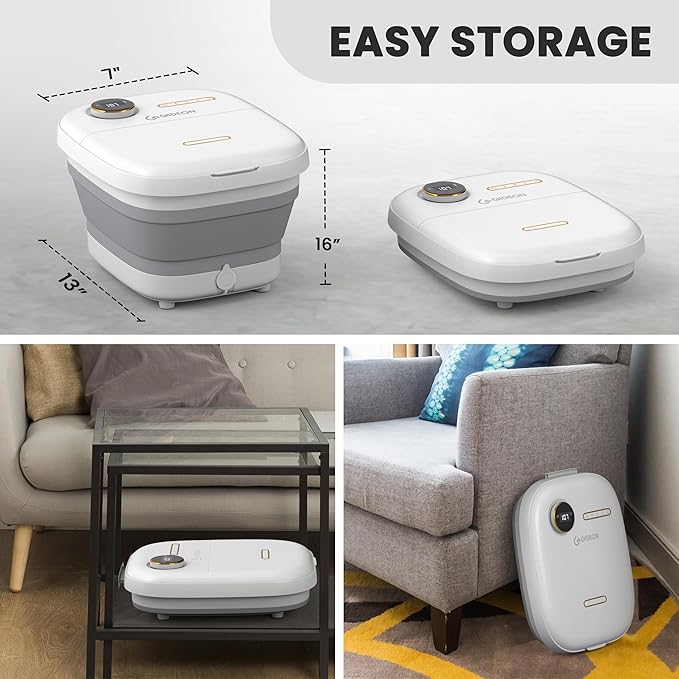 GIDEON Foot Spa Massager & Heated Foot Bath, Luxury Therapeutic Massager with Lights and Bubbles