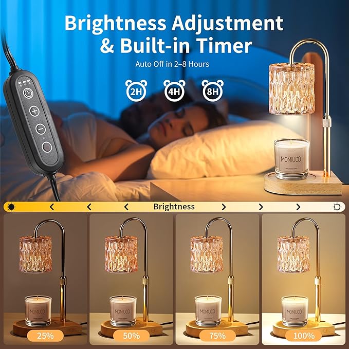 Candle Warmer Lamp, Electric Candle Lamp Warmer, House Warming Gifts New Home Bedroom Decor, Birthday Gifts for Women Mom, Adjustable Height with 2 Bulbs