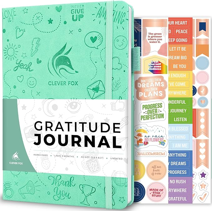 Clever Fox Gratitude Journal – Happiness, Positivity & Affirmation Daily Journal – Inspirational Daily Notebook – 3 Months, A5 (Mint)