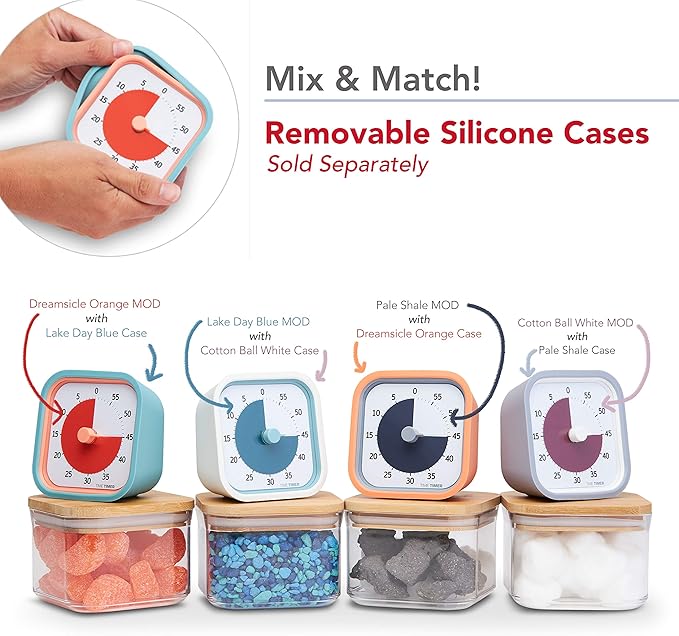 TIME TIMER Home MOD Neutral Cases - for Classroom Learning, Homeschool Study Tool, Student Desk Clock and Office Meetings with Silent Operation (2-Pack)