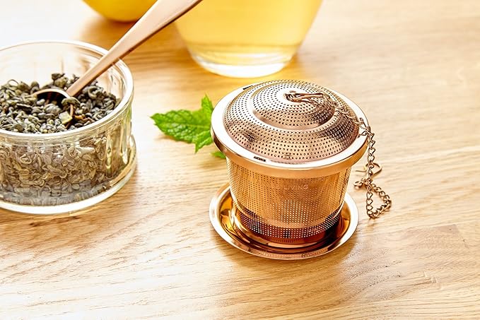 Tea Infuser (Set of 2) with Tea Scoop and Drip Dray - Ultra Fine Tea Strainer for Loose Leaf Tea - Stainless Steel Tea Steeper for a Superior Brewing Experience
