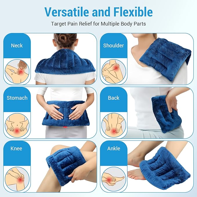 Comfytemp Microwave Heating Pad for Pain Relief, 8"x16" 2.18LB Hot Pack Moist Heat Physical Therapy for Neck Shoulder, Cramps, Muscle Aches, Joints, FSA Eligible HSA Warm Compress Gift for Men Women