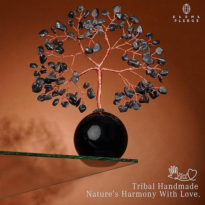 Crystal Tree of Life Birthday Gifts for Women, Mom Black Obsidian Healing Crystals Tree for 7 Chakra Balance, Reiki Healing, Positive Energy, Good Luck, Money, Meditation, Home and Office Desk Decor