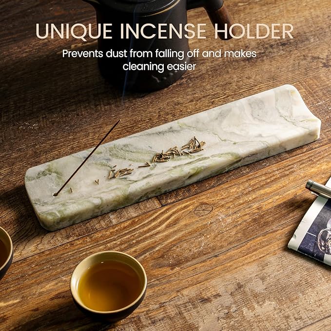Koville Marble Incense Holder, Incense Holder for Sticks, Incense Sticks Holder Ash Catcher for Meditation Yoga SPA, Natural Stone Incense Burner, Home Table Decor (Bianco Palomino)