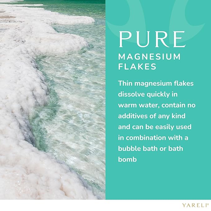 Yareli Magnesium Flakes, 5lb, Dead Sea Bath and Foot Soak, Alternative to Epsom Salt with Over 250,000mg of Magnesium Chloride Per Bag