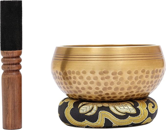 Tibetan Singing Bowls Set~ Meditation Sound Bowl hand Hammered in Nepal For Yoga, Meditation, Mindfulness, Healing & Chakra balancing~ (4 inch (Black Cushion))