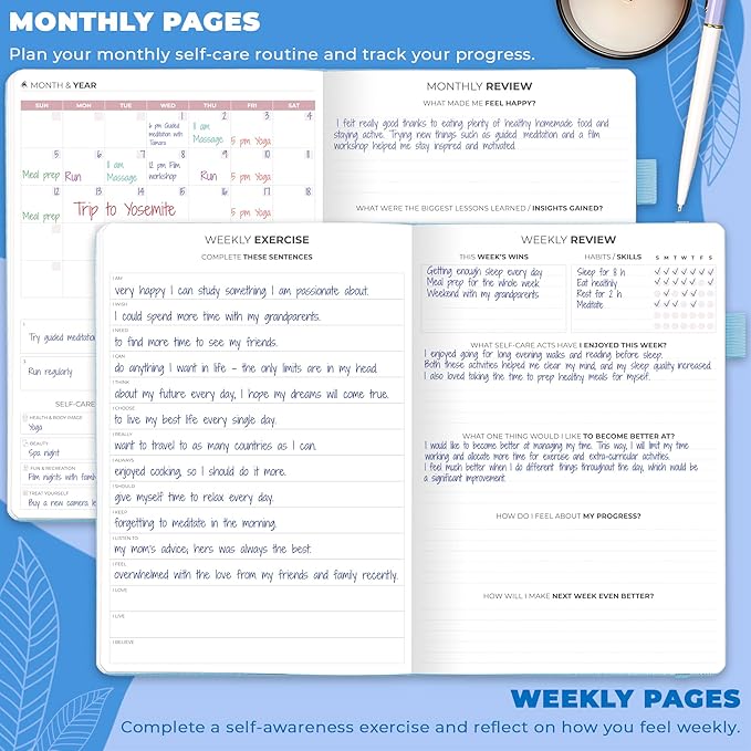 Clever Fox Self-Care Journal – Wellness & Daily Reflection Notebook – Mental Health & Personal Development – Self-Care, Meditation & Mood Journal for Women & Men – Large (Periwinkle)