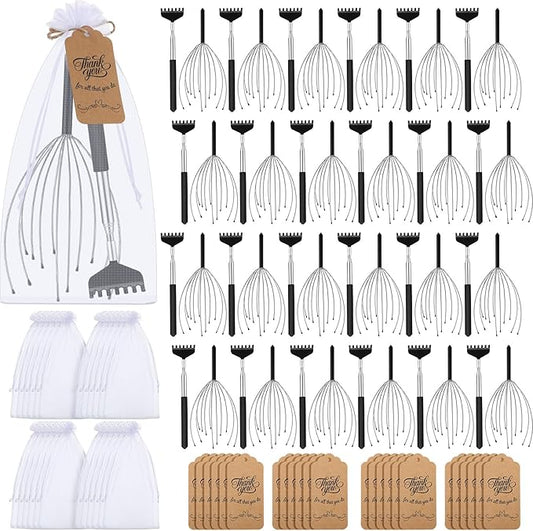 Hoolerry 24 Sets Massage Gifts Head Massager Back Scratcher Fingers Head Scratcher Manual Scalp Massager Christmas Gifts for Body Home Office Spa Stress Relief Relaxation Hair Stimulation Women Men