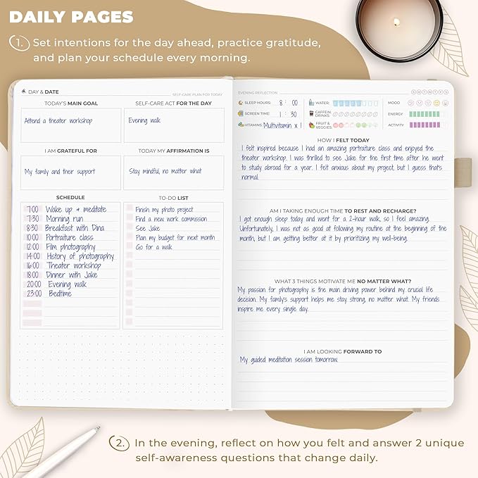 Clever Fox Self-Care Journal – Daily Reflection Notebook – Mental Health & Personal Development Planner, Meditation & Mood Log, A5 (Seashell)