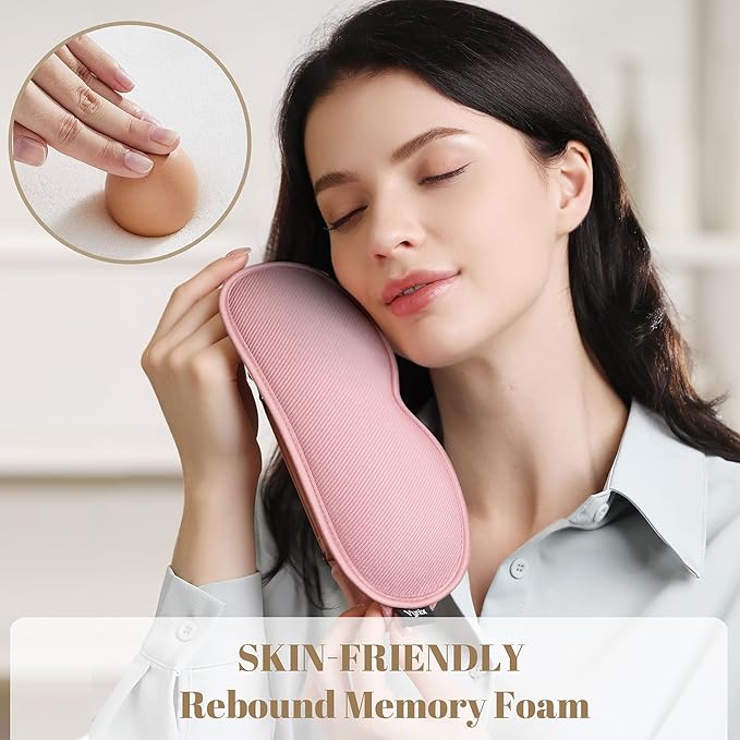 Sleep Mask for Women Men - 100% Blackout Eye Masks for Sleep, Lash Extensions 3D Contoured Sleeping Mask, Soft Adjustable Light Blocking Eye Cover Blindfold for Travel, Pink