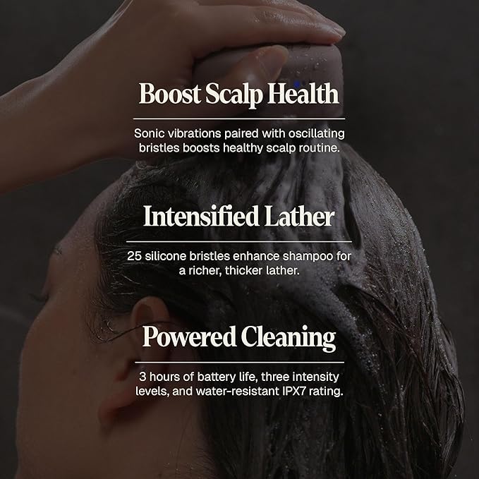 Black Wolf Sonic Scalp Scrubber, (Taupe) - Hair & Scalp Massager Brush with 3-Speed Oscillation - Rechargeable Scalp Care Comb with Soft Silicone Oscillating Bristles for Deep Clean & Exfoliation