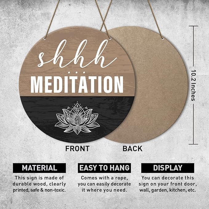 Meditation Room Decor Sign, Yoga Studio Wall Decoration Home Gym Spiritual Room Zen Den Hanging Decor Sign, Please Do Not Disturb Sign, Gifts for Yoga Instructor Lover