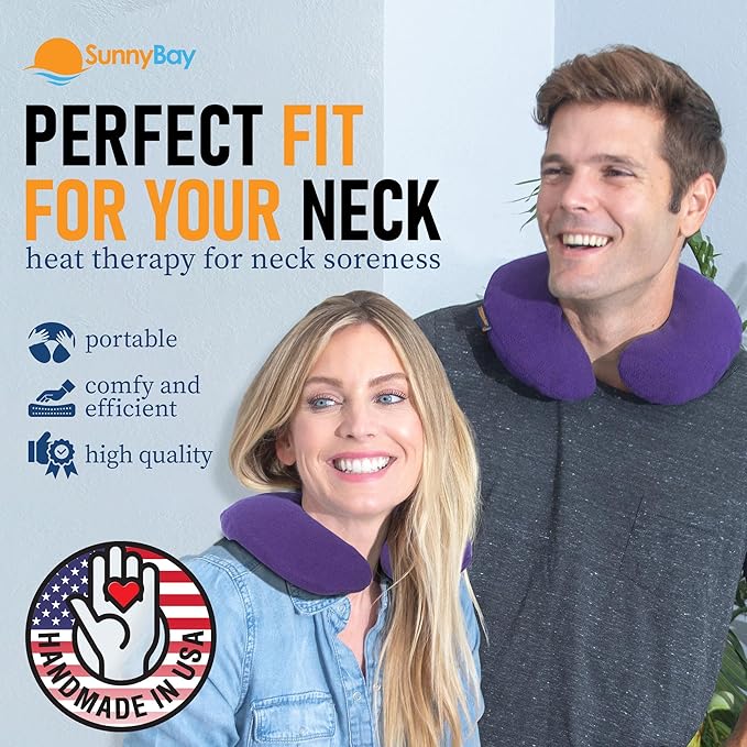 SunnyBay Microwave Heating Pad, Microwavable Heated Neck Pillow for Moist Hot Therapy, Heated Neck and Shoulder Wrap with Wheat Filling and Washable Cover, Purple, 2.5 lbs,12"x2"x2"
