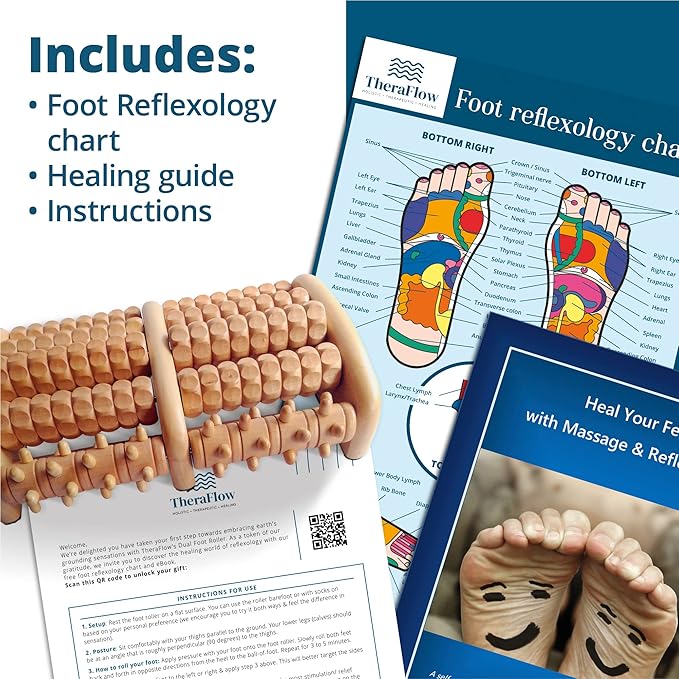 TheraFlow Wooden Foot Massager for Neuropathy, Heel Pain and Targeted Plantar Fasciitis Relief | Deep Tissue and Feet Massage for Relaxation | Reflexology Tool for Planters Facetious Relief