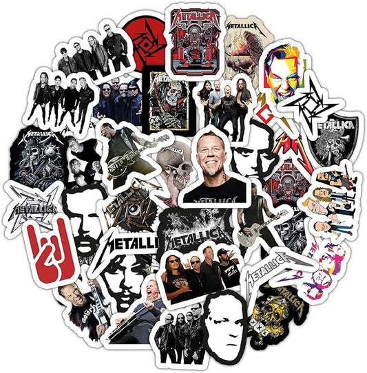 BulbaCraft Heavy Metal Band Stickers for Adults, 36 Pieces of Strong Adhesive and Waterproof Stickers for Laptop, Decals for Teens Aesthetic and Guitar Decals, Gifts for Women & Men