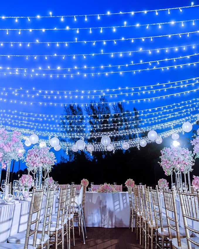 380LED 125FT Cool White Christmas Lights, Extra Long Outdoor String Lights Waterproof, Timer & Memory, 8 Modes Dimmable Plug in Fairy for Classroom Decor Outside Tree Wedding Patry